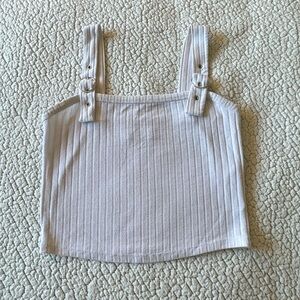 Women's White Ribbed Top Hollister!